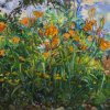 Tree Rising from Horizontal Lilies - 40" X 72" - Oil